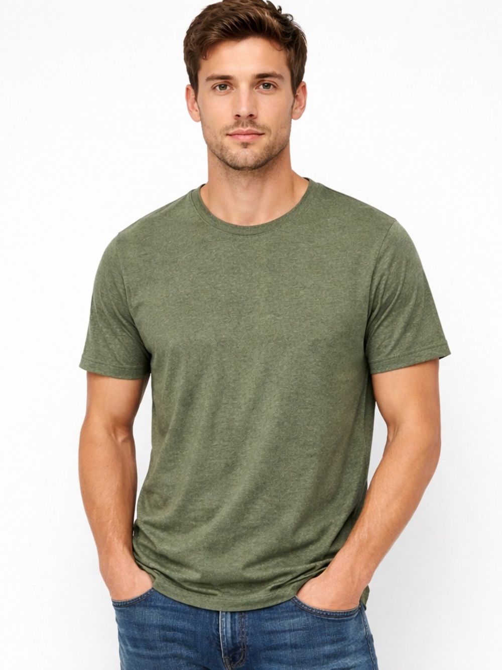 H&M Olive Green Short Sleeve Crewneck Tee